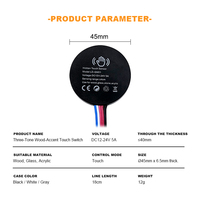 Saklar Sensor Peredup Lampu LED Sentuh Pintar Tiga Warna dengan Kecerahan yang Dapat Disesuaikan DC12-24V untuk Kaca & Akrilik