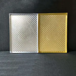 14 "Gold galvani siert verdickt Kunststoff kariert Muster rechteckige Platte dekorative Tabletts Obstschale Schüssel Lade teller
