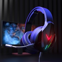 Headset Pemutar Suara Surround Stereo, Kualitas Tinggi 3.5Mm PS4/PS5/PC Bando Gaming Pengurang Kebisingan Headset Gaming Rgb