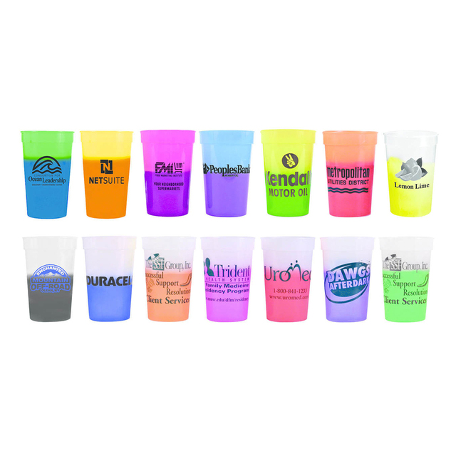 Bulk Pricing 8oz/12oz/16oz/20oz/22oz/32oz Durable Stackable Color Changing Plastic Stadium Cup with Custom logo