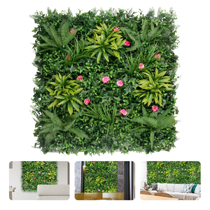 Panel de Césped <span class=keywords><strong>Artificial</strong></span> Verde de 50x50cm con Hojas Tropicales y Flores para Decoración de Jardín Interior y Exterior, Venta al Por Mayor de Fábrica - Product Image 2