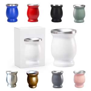 Taza para <span class=keywords><strong>Mate</strong></span> Brasileño de 4 oz y 8 oz de Acero Inoxidable con Aislamiento de Doble Pared, Juego con Bombilla - Product Image 1