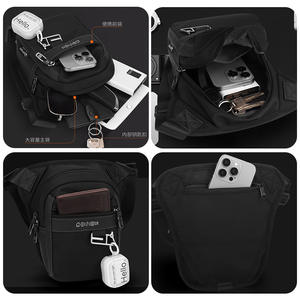 We Power Sac de poitrine imperméable pour homme, avec bandoulière, couleur unie, sac de transport extérieur, noir, gris, bleu foncé - Product Image 5