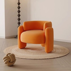 <b>Cream</b> Colored Single <b>Sofa</b> Chair Simple Reception Table And Chair <b>Set</b> For Living Room Trendy Creative Design - Product Image 4
