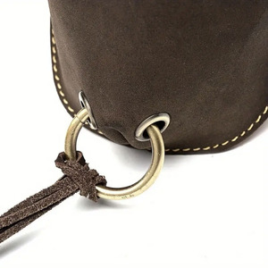 Retro Crazy Horse Leather Bull Head Fanny Pack Men's <b>Small</b> Cell Phone <b>Bag</b> With Zipper Closure For Leisure Travel - Product Image 3