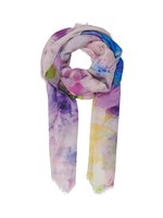 Grand foulard en soie à franges imprimé aquarelle