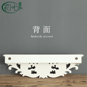 Estante de Pared Tallado de Estilo Americano Retro, Madera Sólida, 78x20x23cm, Blanco Desgastado, Organizador de Almacenamiento para Montar en la Pared de la Sala de Estar - Product Image 3