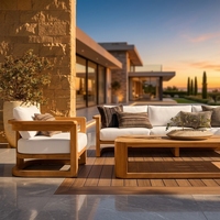 Ensemble de canapés modernes pour l'extérieur, chaise de loisirs, meubles de luxe en teck pour patio, balcon, jardin, imperméable et durable