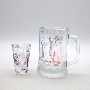 Mug en verre avec poignées, 300ml, chope à bière, tasse à fossette, Style allemand, 1 pièce - Product Image 6