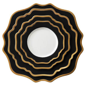 Assiettes de service en céramique noire pêche, ensembles de vaisselle pour décorations de mariage, vaisselle de restaurant, fête, assiette en porcelaine - Product Image 1