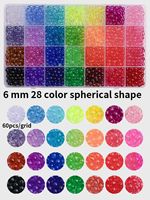 Vente flash : 28 couleurs de perles en acrylique cristal de 4/6/8 mm pour la création de bracelets, colliers et bijoux DIY, fournitures pour loisirs créatifs