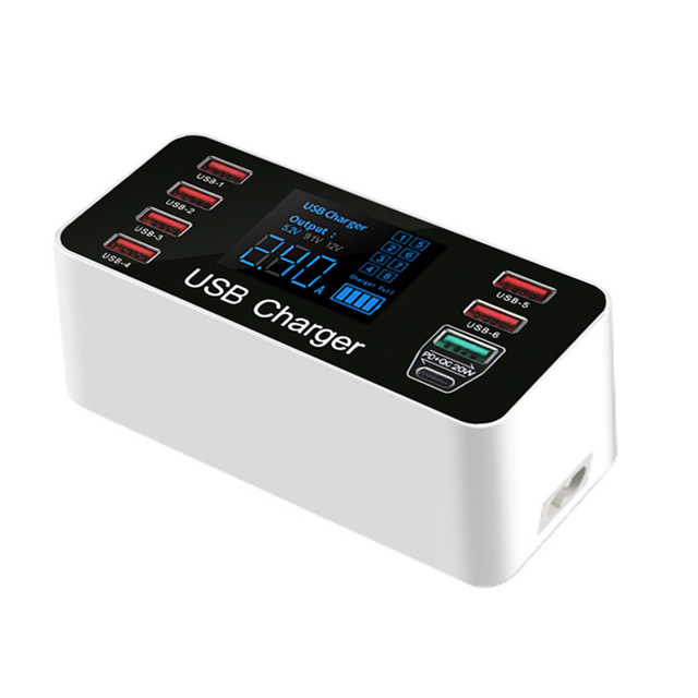 Desktop Multi Device Charger PD QC Fast Charging Station Built in Smart Display Universal USB Charging Hub for Phone Tablet Shop