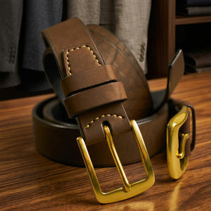 Men's Formal Style <b>Vintage</b> Cow Hide Steel Buckle <b>Belts</b> Gift Ideas Durable Waterproof Eco-Friendly Fashionable Luxury <b>Belt</b> - Product Image 1