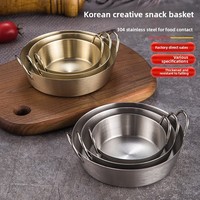 Plat coréen épais en acier inoxydable doré pour snacks, sauces, condiments, kimchi et plats froids, usage commercial
