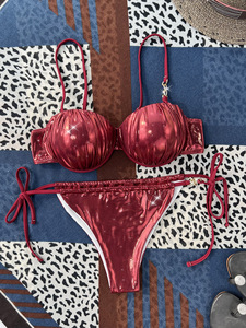 <span class=keywords><strong>Maillot</strong></span> <span class=keywords><strong>de</strong></span> <span class=keywords><strong>bain</strong></span> deux pièces pour femme JSN 2025, nouveau design, sexy, avec sac rigide en métal, bikini métallique brillant, vêtements <span class=keywords><strong>de</strong></span> plage - Product Image 4