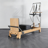 Equipo de Pilates de Madera, Plataforma Semi-Altura 2 en 1, Resistente, para Estudios de Yoga y Fitness