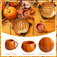 Mug en céramique personnalisé de 14 oz en forme de citrouille, mug à café pour l'automne, Halloween, Thanksgiving, tasse en céramique avec poignée