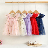Robe d'été sans manches à col carré pour bébés et tout-petits, en maille florale brodée, personnalisable en usine, faible MOQ