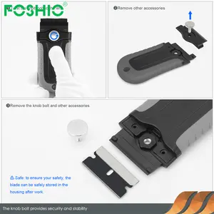 Foshio-herramienta de limpieza de horno de vidrio, raspador de hoja de plástico