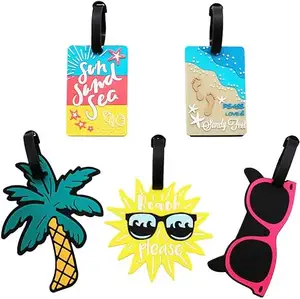 BSBH Personalized Bulk Cute Luggage Tag Rubber Custom Rubber Tags Pvc Travel Hotel Rubber Luggage Tag Name Cards Summer Beach