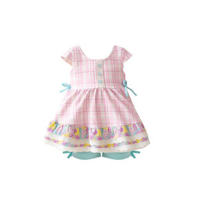 GSPO2281 CUSTOM Little Active <b>Girl</b> blue easter bunny Print Outfits Kids Wholesale short Sleeve <b>Set</b> <b>Girl</b> Child - Product Image 3