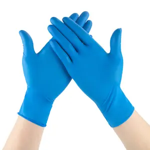 ถุงมือไนไตรล์สีดำแบบใช้แล้วทิ้งสีฟ้าแบบไม่มีผง