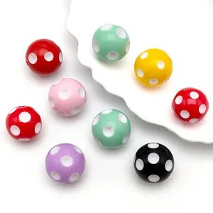 YINING 50Pcs/bag 20mm MultiColor Acrylic Bubblegum Beads Polka Dot Beads for DIY Kids Bracelet Necklace Jewelry Making