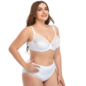 Ensemble de lingerie sexy pour femmes, <span class=keywords><strong>soutien</strong></span>-<span class=keywords><strong>gorge</strong></span> à armatures <span class=keywords><strong>ultra</strong></span>-fin et culotte de bikini, dentelle sans couture, séchage rapide, grande taille - Product Image 4