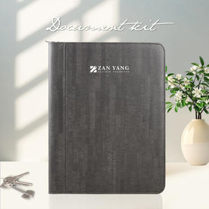 <b>A4</b> Executive Wood Grain Textured Zippered Handbag High End Leather <b>Document</b> <b>Folder</b> - Product Image 1