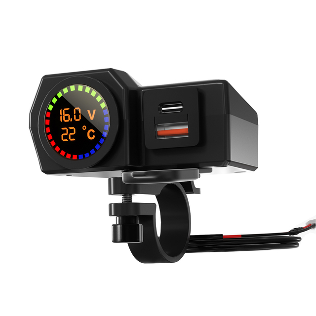 2023 New Arrivals on OFF QC3.0 Socket Voltmeter Waterproof Motorcycle Dual USB Charger USB Type C Charger for Marine Bus Truck