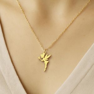 Collar con Colgante de Hada Chapado en Oro de 18k, Sin Níquel, Joyería Mágica de Campanilla de Acero Inoxidable 316L - Product Image 2