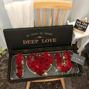 Valentines Gifts Roses I Love You Heart Shape Led Lighting Soap Roses Floral I Love You Gift Box With Led Lights