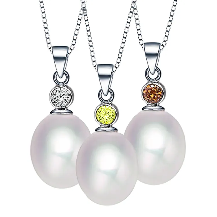 S925 Sterling Silver Women's Fine Jewelry Trendy Simple 4A Grade White Freshwater Pearl Chain Pendant Choker Necklace Zirconia