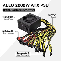 Bloc d'alimentation ALEO 4U Silent ATX 2000W 20+4 broches 12V compatible avec 8 connecteurs de cartes graphiques, pour serveur, noir, en matériau PC