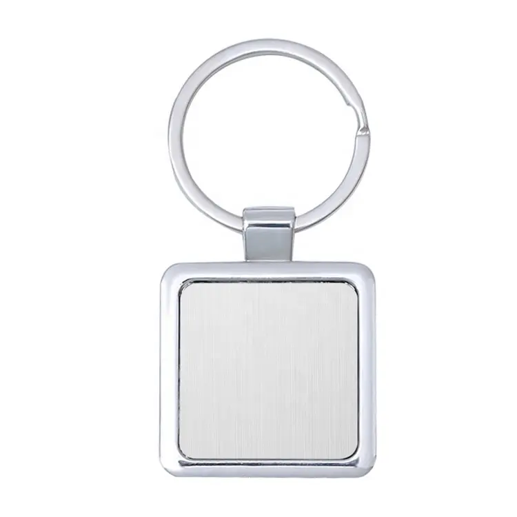 זול קידום מכירות מתנות כיכר בצורת לוגו מודפס Keyring מחזיקי מפתחות מתכת ריק