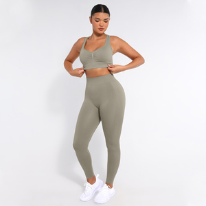 ชุดโยคะไร้รอยต่อ Vractive Wholesale สำหรับผู้หญิง กางเกงเลกกิ้งเอวสูง เสื้อชั้นในกีฬา ชุดออกกำลังกายสำหรับโยคะ - Product Image 4