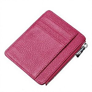 Men's Minimalist New Design Zip Coin Pocket Genuine Leather <b>Wallet</b> RFID Slim Card <b>Holder</b> Credit Card 5mm Thick 20g Lightweight - Product Image 1