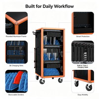 Carrito de Carga Inteligente USB-C PD para 36 Dispositivos, Gabinete de Carga para Laptops, Tablets y Móviles para Escuelas, Oficinas y Aulas
