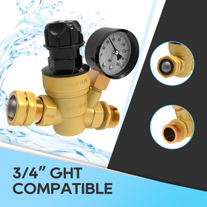 Régulateur <span class=keywords><strong>de</strong></span> <span class=keywords><strong>pression</strong></span> <span class=keywords><strong>d</strong></span>'<span class=keywords><strong>eau</strong></span> réglable en laiton sans plomb pour camping-car, van, van aménagé, avec filtre à écran <span class=keywords><strong>d</strong></span>'entrée - Product Image 2