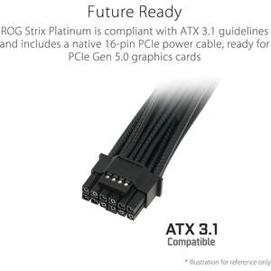 Alimentation électrique pour jeux ROG Strix 1000W Platinum, certifiée 80 Plus, ATX 3.1, entièrement modulaire, refroidissement par air, noir, vente en gros - Product Image 6
