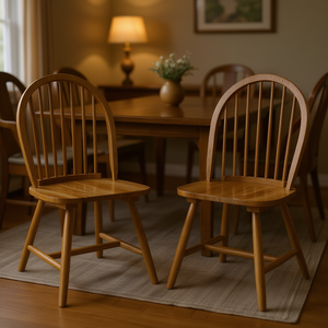 Ensemble de 2 chaises en bois Windsor vintage DB, dossier à tiges, style traditionnel, pour salle à manger, bureau à domicile - Product Image 2