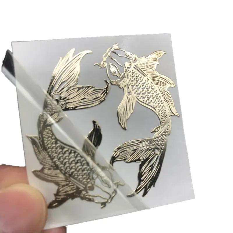 Electroplating Amazon Embossed Aluminum 3D Letter Vinyl Transfer Custom Label Gold Metal Logo Sticker