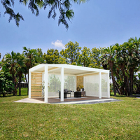 Pergola motorisée en aluminium pour extérieur avec toiture à lames orientables imperméables pour piscine, design écologique et anticorrosion