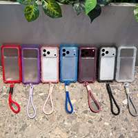 Coque de téléphone de luxe transparente anti-chute pour iPhone 18 17 16 15 14 Plus 13 Pro Max avec cadre couleur bonbon et dragonne de protection
