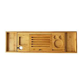 Bathtub tray, bamboo bathroom expandable bathroom accessories, luxury spa <b>table</b>, reading <b>laptop</b> - Product Image 4