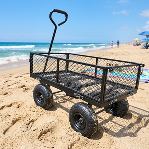 Carrito Utilitario de 4 Ruedas con Malla de Acero Negra y Asa en D para Almacenamiento y Transporte - Product Image 4