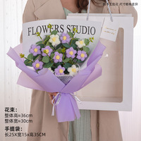 Bouquet de fleurs conservées Magritte tissé à la main pour cadeau de Noël Fleur au crochet faite à la main