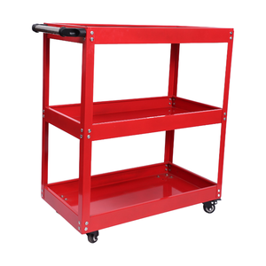 Chariot à outils professionnel robuste avec <span class=keywords><strong>3</strong></span> étagères épaisses en acier de 0,9 mm, roues en caoutchouc noir verrouillables pour garage et usine - Product Image 2