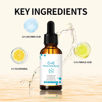 Sérum Vitamine C et Acide Ferulique OEM ODM Personnalisable 30ml Hydratant Visage Anti-Rides Éclaircissant Teint Frais Non Gras pour