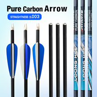 Flèches en fibre de carbone pure de 3,2 mm, 4,2 mm, 5,2 mm, 6,2 mm, avec pointe en acier de 31 pouces et plumes en plastique pour la chasse et le tir - Vente en gros usine